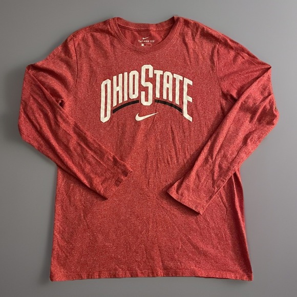 Ohio State University The Nike Tee Long Sleeve Shirt Red Swoosh Logo Large JBHS - Picture 1 of 9